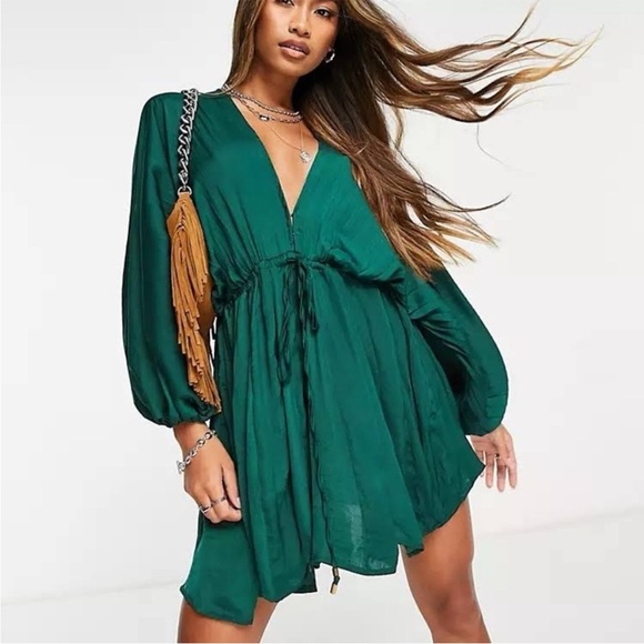 FREE PEOPLE FP ARZEL MINI DRESS IN DARK Green - Picture 2 of 4
